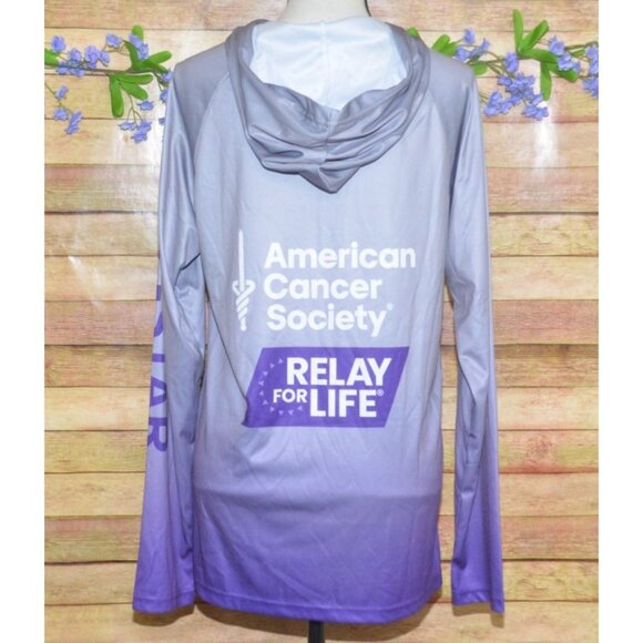 American Cancer Society Relay For Life Unisex M Purple Ombre Hooded Sweatshirt - Picture 9 of 13